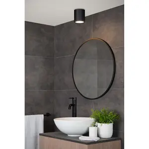 Lucide Aven Modern Surface Mounted Ceiling Spotlight Bathroom 9cm - 1xGU10 - IP65 - Black