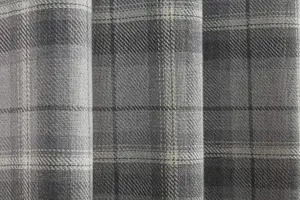 Carnoustie Grey Checked Eyelet Blackout Curtains