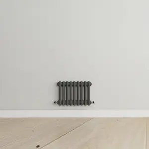 Horizontal Anthracite Double Column Radiator (H) 300mm x (W) 425mm, 957 BTU.