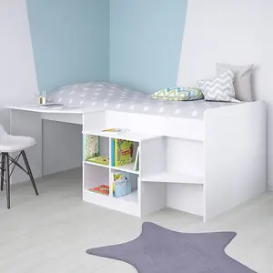 Pilot White Cabin Bed Single 3ft, Solid Frame, Kids