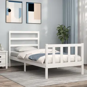 Berkfield Bed Frame with Headboard White 90x190 cm Solid Wood