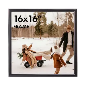 Kenro Frisco Series Black Photo Frame 16x16 Inch / 40x40cm Wall Hanging with Glass Front - FR4040B