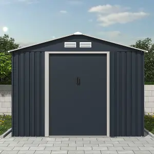 Charles Bentley 8ft x 10ft Metal Garden Storage Outdoor Shed Zinc Frame Grey