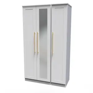 Helmsley Tall Triple Mirror Wardrobe in White Ash (Ready Assembled)