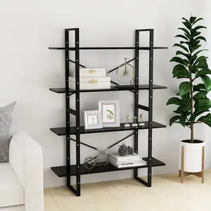 Berkfield 4-Tier Book Cabinet Black 100x30x140 cm Engineered Wood