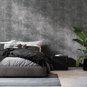 Boutique Urban Concrete Grey Textured Plain Wallpaper