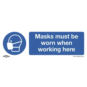 Sealey Mandatory Safety Sign Masks Must Be Worn Rigid Plastic 300 x 100mm SS57P1