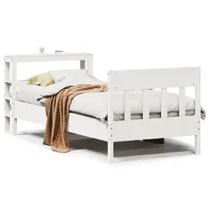 Berkfield Bed Frame without Mattress White 75x190 cm Small Single Solid Wood Pine