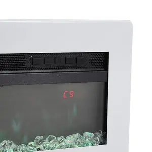 White Electric Fire Wall Mounted or Inset Fireplace 9 Flame Colors with Freestanding Leg 60 Inch