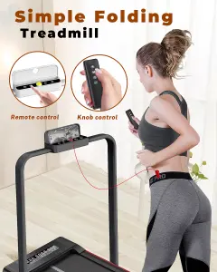 2-in-1 Electric Treadmill Under Desk Walking Pad with Bluetooth& Remote Control(Black)