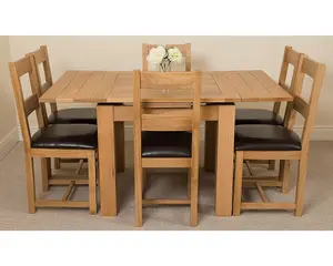 Richmond 90cm - 150cm Square Oak Extending Dining Table and 6 Chairs Dining Set with Lincoln Chairs