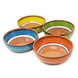 Fiesta Hand Painted Pattern Ceramic Kitchen Dining Set of 4 Serving Bowls (D) 17cm x (H) 6cm