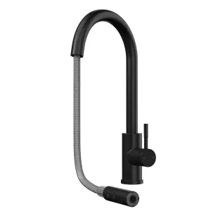 Kersin Cato Matt Black Kitchen sink Mixer Tap with Pull-Out Hose and Spray Head