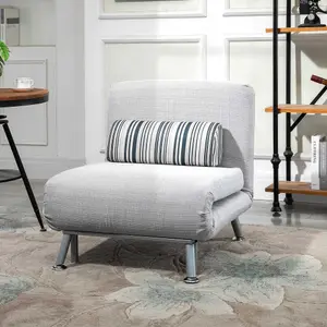 HOMCOM Single Folding 5 Position Convertible Sleeper Chair Sofa Bed Grey