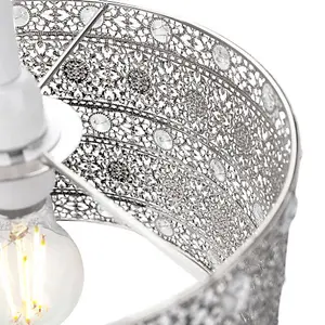 Antique Silver Acrylic Gem Moroccan Style Chandelier Pendant Light Shade Fitting