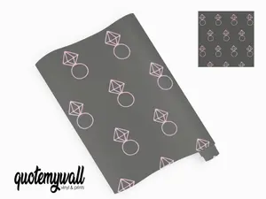 QuoteMyWall Grey Diamond Ring Geometric Vinyl Wrap For Furniture & Kitchen Worktops