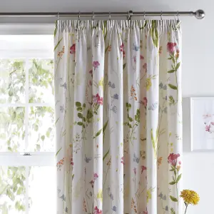 Spring Glade Pair of Multicoloured Pencil Pleat Curtains