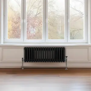 Traditional 3 Column Radiator - 300 x 832 mm - Black