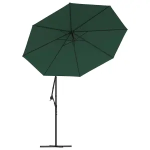 Berkfield Hanging Parasol with LED Lighting 300 cm Green Metal Pole