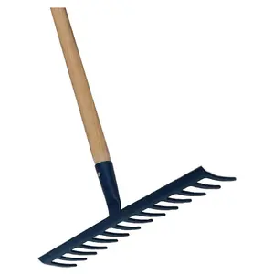 Steel Garden Rake for Hay, Leaves, Lawn, 50 cm / 20 in with 18 Tins, Ideal Gardening Tool (With Handle)