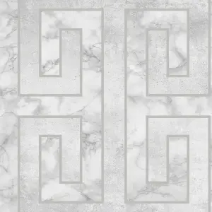 Fresco Meander Geometric Pale Grey Wallpaper