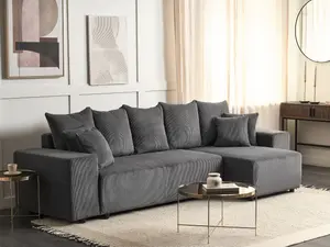 Corner Sofa LUSPA Dark Grey Corduroy Left Hand