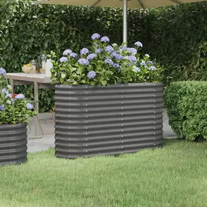 Berkfield Garden Planter Powder-coated Steel 114x40x68 cm Grey