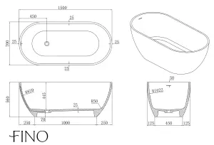 Girona Freestanding Stone Bath 1500mm