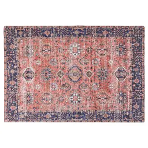 Cotton Area Rug 140 x 200 cm Red and Blue KURIN