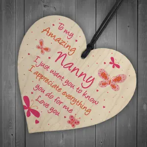 Nanny Gift For Birthday Christmas Wooden Heart Gift For Her From Grandchildren Keepsake