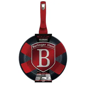 BERLINGER HAUS 28cm Frying Pan Aluminium Non Stick Marble Coating Metallic Soft Touch Red