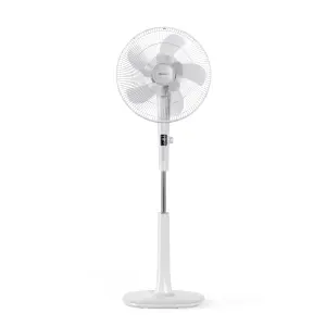 Pro Breeze 16" Pedestal Fan - Low Energy DC Motor, 3 Operating Modes & Remote Control - White