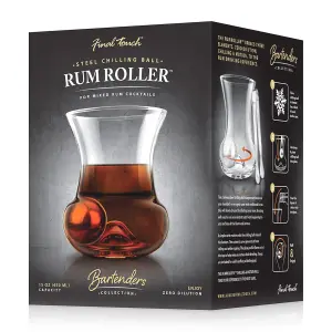 Final Touch 450ml Spirit Roller Glass with Steel Chilling Ball & Tongs Roller