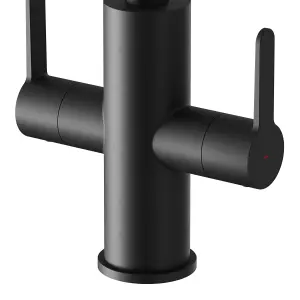 GoodHome Zanthe Black Graphite effect Kitchen Twin lever Tap