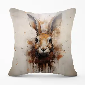 Watercolour Hare Face Cushions 60cm x 60cm