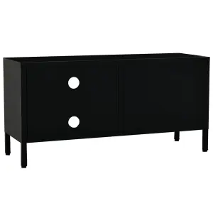 vidaXL TV Cabinet Black 90x30x44 cm Steel and Glass