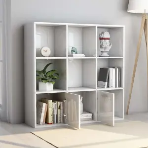 Berkfield Book Cabinet High Gloss White 98x30x98 cm Engineered Wood