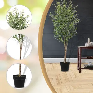 Artificial 210cm Olive Tree Fake Plant with 64 Olives, Pot for Indoor Décor 7ft