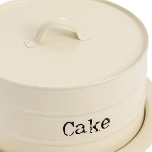 Harbour Housewares - Vintage Metal Kitchen Cake Tin - Cream