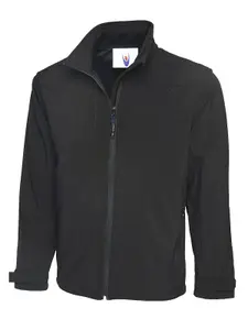 Uneek - Unisex Premium Full Zip Soft Shell Jacket - 3 Layer Waterproof 10000 mm Bonded Fabric - Black - Size 3XL