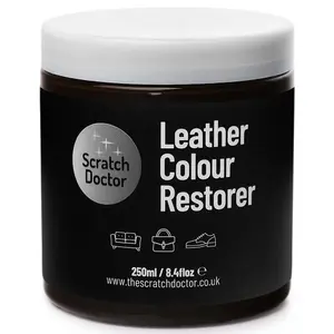 Scratch Doctor Leather Colour Restorer, Recolouring Balm for faded and worn leather 250ml Dark Brown