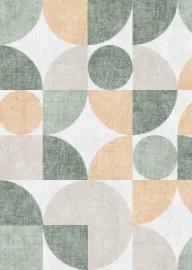 Muriva Green Geometric Fabric effect Patterned Wallpaper