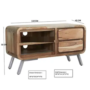 Aspen Medium TV Cabinet - Metal/Wood - L45 x W110 x H55 cm