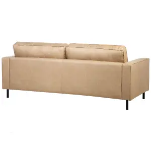 3 Seater Faux Leather Sofa Beige SAVALEN