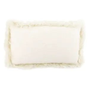 Beige Linen Cushion Sheepskin Trim 45x45cm