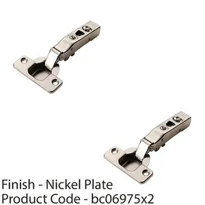 2 PACK - Adjustable Soft Close Cupboard Hinges - Polished Nickel - Full Overlay Cabinet