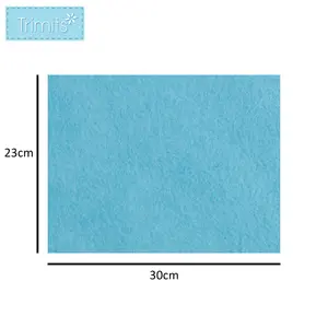 A/FELT 23X30CM PK10 - Felt: Acrylic: 23 x 30cm: Baby Blue: 10 Pieces - Trimits