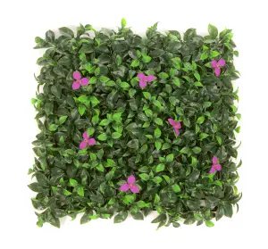 Best Artificial Laurel Leaf Pink Flower Hedging Mat - 50cm x 50cm (20" x 20") UV Stable