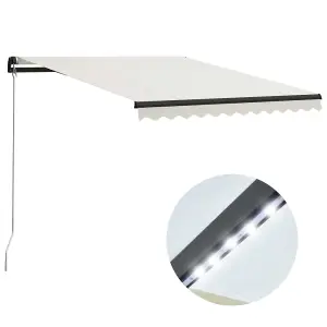 Berkfield Manual Retractable Awning with LED 300x250 cm Cream