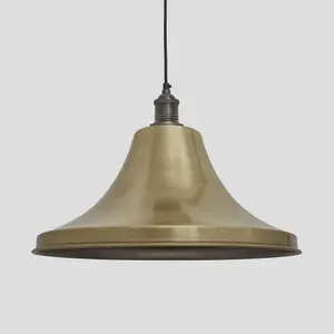 Industville Brooklyn Giant Bell Pendant, 20 Inch, Brass, Pewter Holder